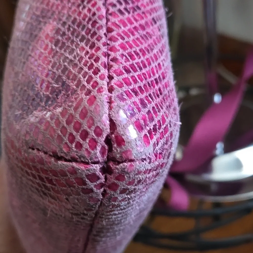 Coach Raspberry/fuchsia Python/snakeskin Embossed  Crossbody Bag